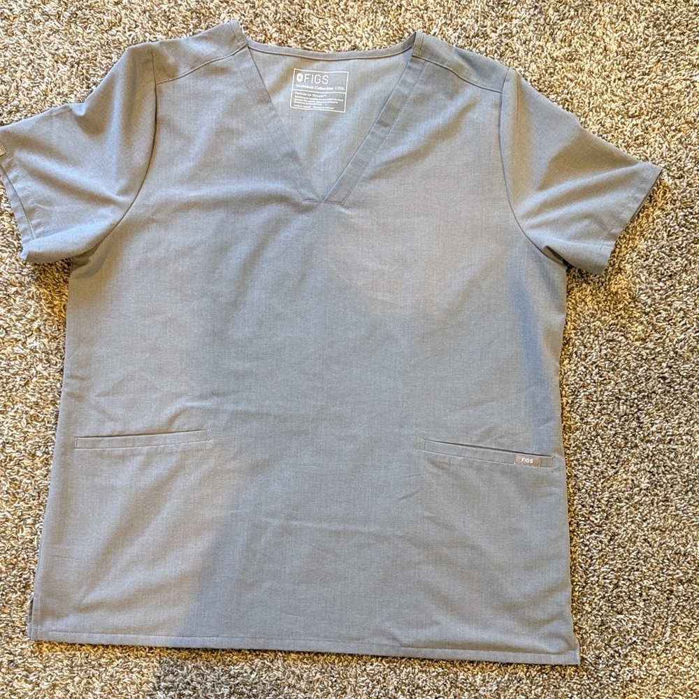 Figs Slate V-Neck Scrub Top